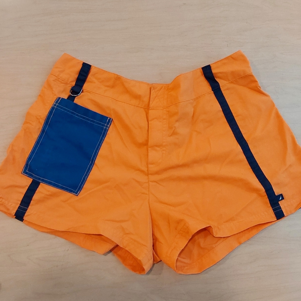 Nautica Vibrant Orange Swim Shorts with Blue Detail Medium